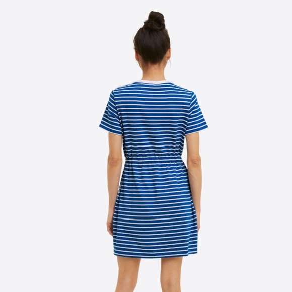 Draper James Tie Waist T-Shirt Dress in Blue Nautical Stripe - Picture 2 of 8